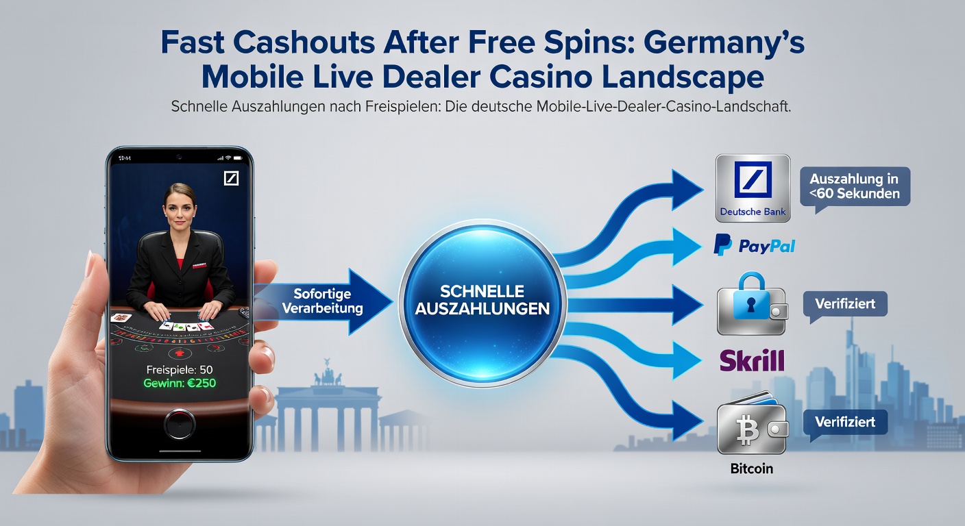 Grafik zu Auszahlungszeiten in deutschen mobilen Casinos mit Free-Spins-Integration und Live-Dealer-Elementen