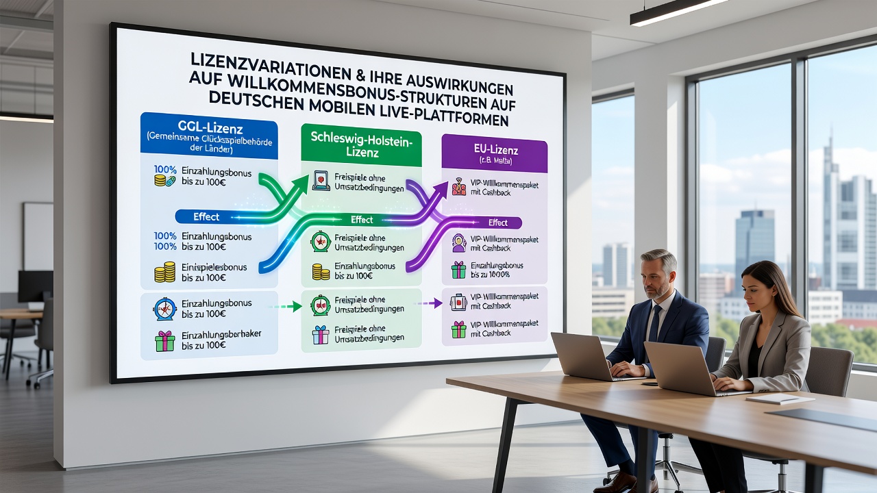 Mobile Live-Plattformen mit Lizenzindikatoren und Bonusdetails